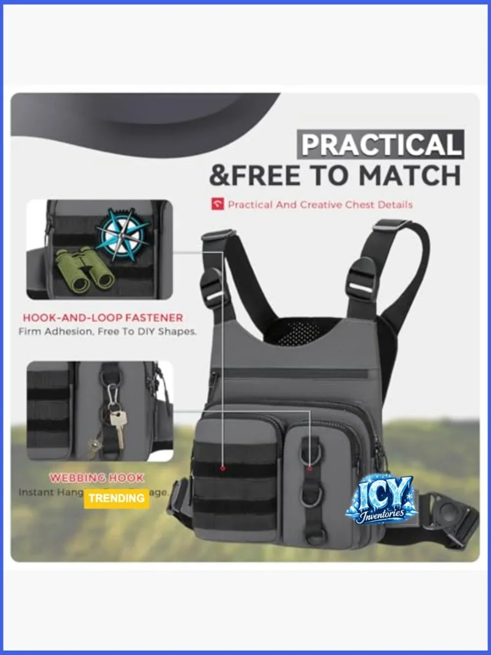 Lightweight Running Vest Chest Bag with Water Bottle Pocket
